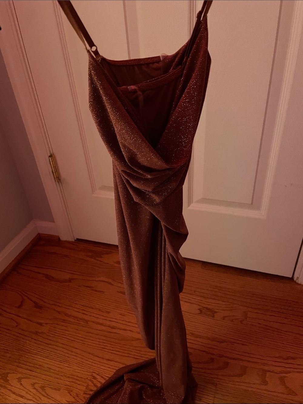 Sparkle Draped Brown Evening Skirt
